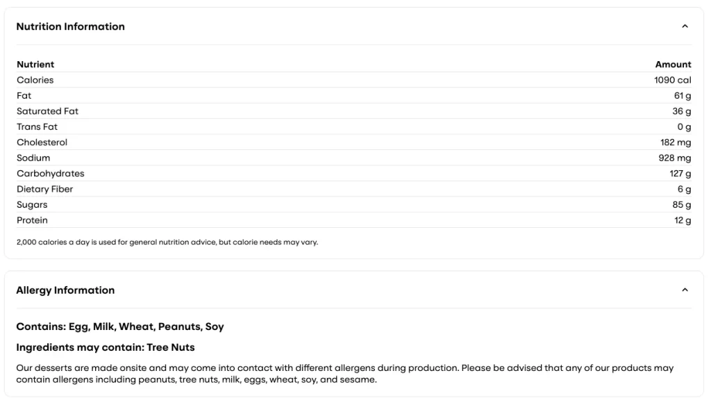 Crumbl’s Peanut Butter Pretzel Brownie Nutritional Facts